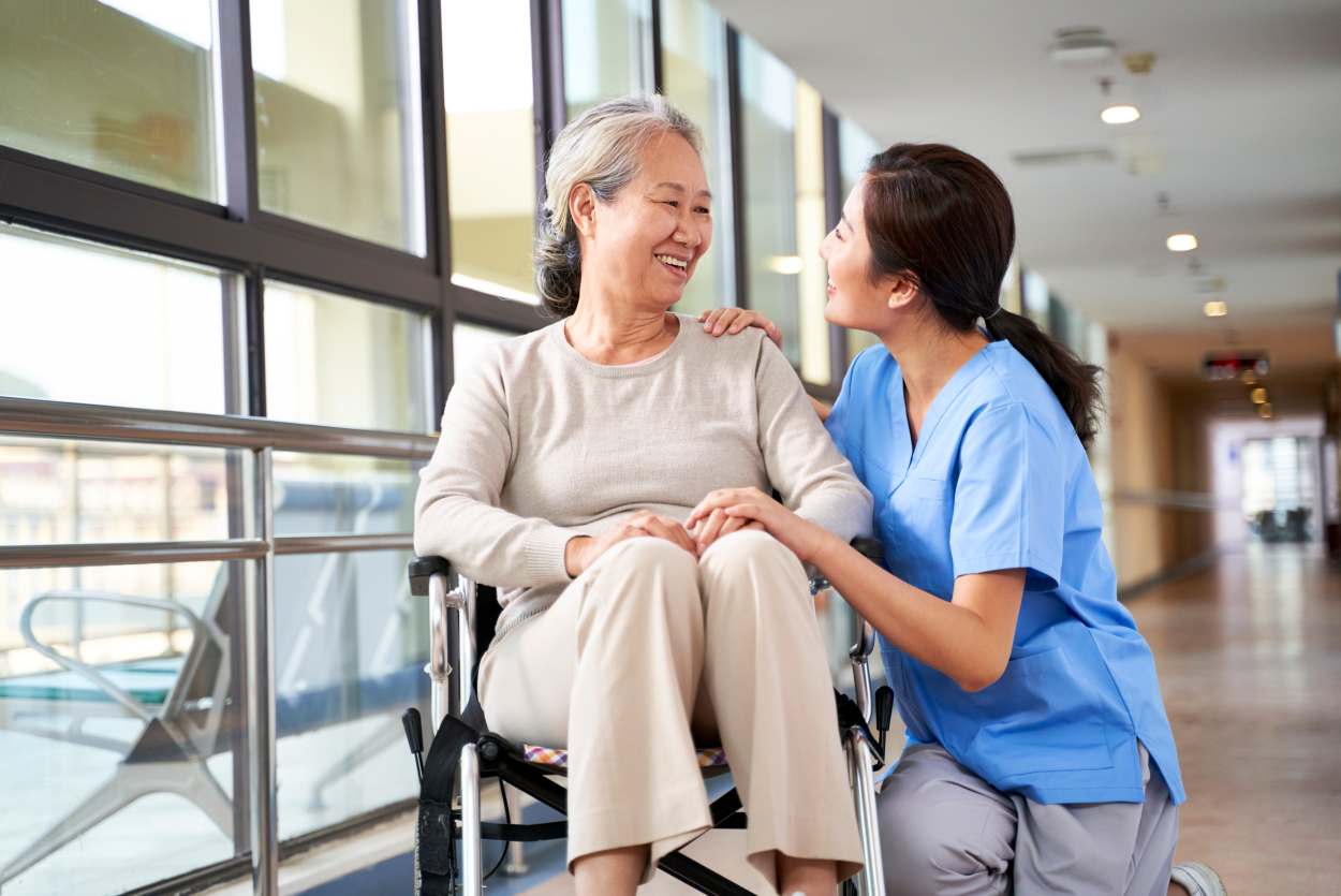 friendly staff caregiver of nursing home